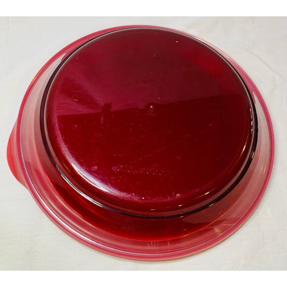 Tupperware Sheerly Elegant Red Round Platter Ruby Seal Clear 10" Serving Plate - Picture 4 of 11
